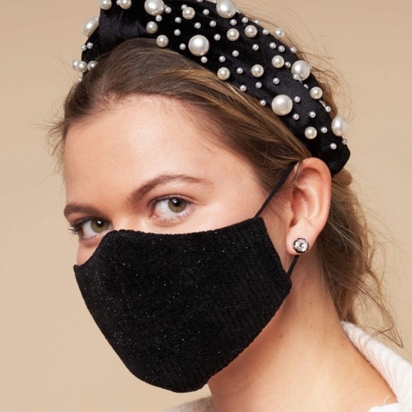 LELE SADOUGHI • Black Lurex Silver Luxury Face Mask - Picture 2 of 5